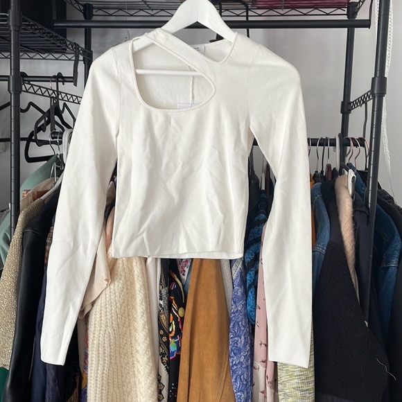 & Other Stories Cut Out Knit Top White Small - Picture 5 of 6